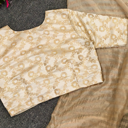 Off White Jaal Banarasi Brocade Blouse 3