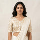 Off White Jaal Banarasi Brocade Readymade Blouse | Godhuli