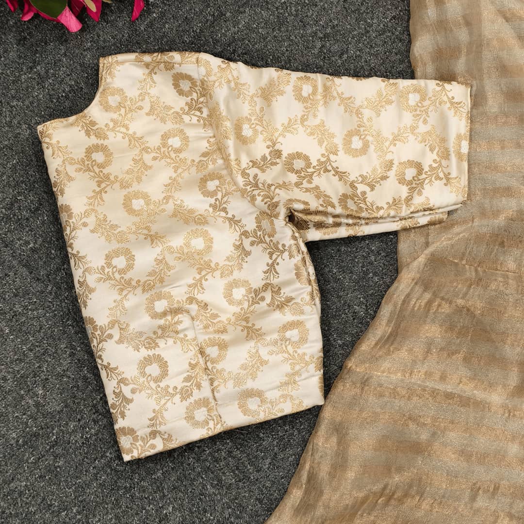 Off White Jaal Banarasi Brocade Readymade Blouse