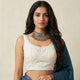 Off White Sleeveless Mirrorwork Readymade Blouse | Godhuli