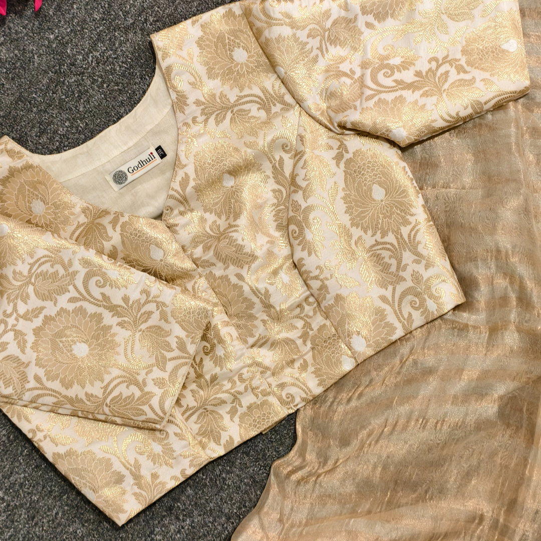 Off white big motif brocade blouses