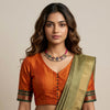Orange Narayanpet Border Readymade Blouse | Godhuli
