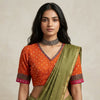 Orange Rani Bandhini Readymade Blouse with Mirror Work | Godhuli