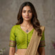 Parrot Green Narayanpet Border Readymade Blouse | Godhuli