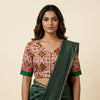 Patola Print White Gaji Silk Readymade Blouse | Godhuli
