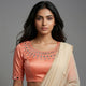 Peach Colour Gaji Silk Mirror work Readymade Blouse | Godhuli