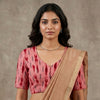 Peach Double ikat Readymade Blouse | Godhuli