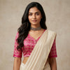 Pink Ikat Print Gaji Silk Readymade Blouse | Godhuli