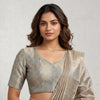 Powder Blue Banarasi Brocade Readymade Blouse | Godhuli