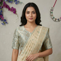 Powder Blue Jaal Banarasi Brocade Readymade Blouse | Godhuli