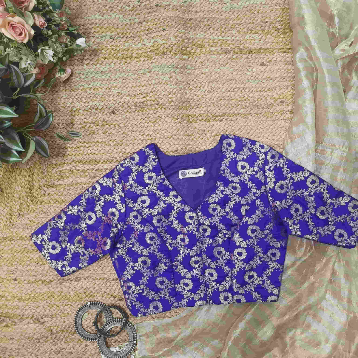 Purple Banarasi Brocade Readymade Blouse