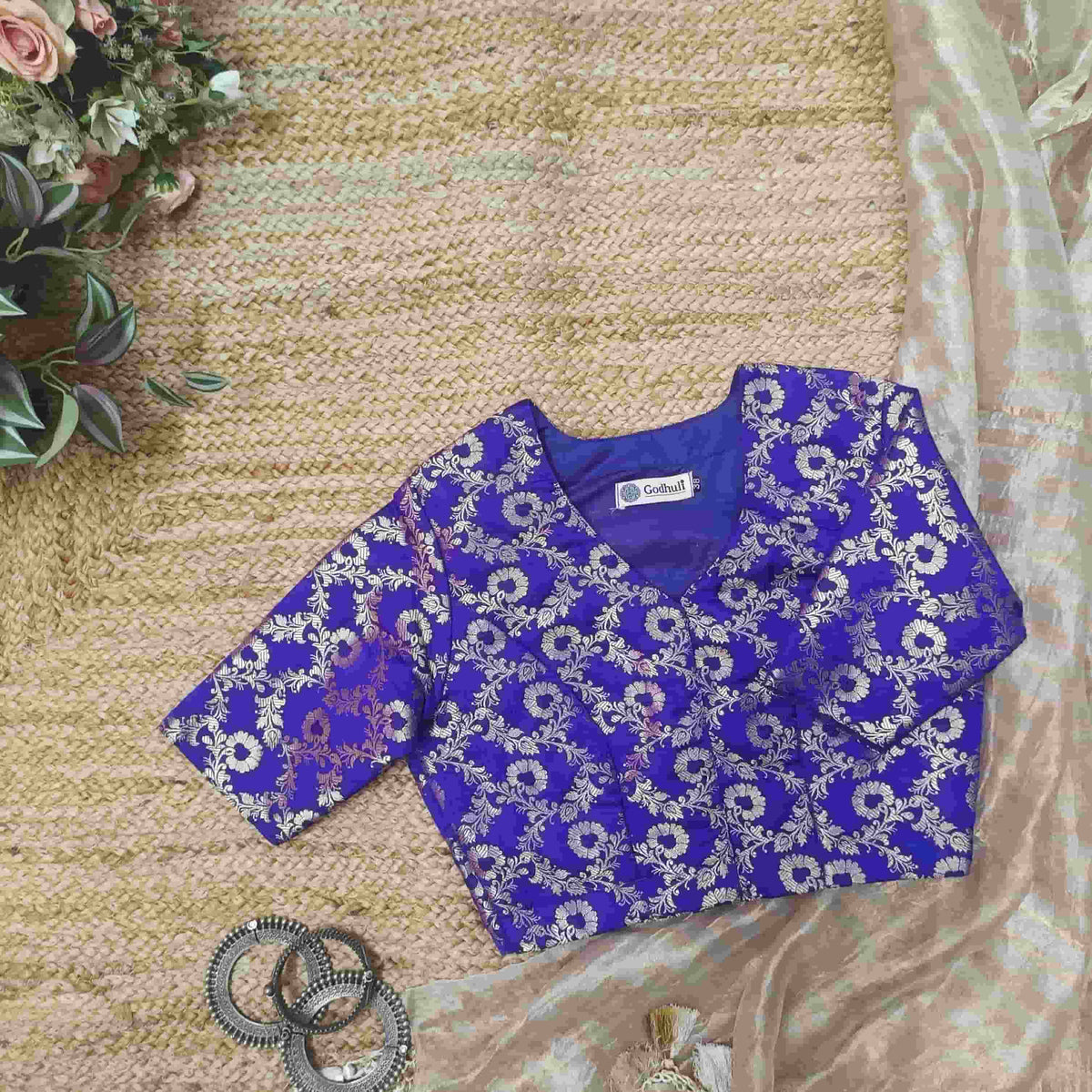 Purple Banarasi Brocade Readymade Blouse