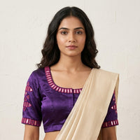 Purple Gaji Silk Readymade Blouse with Rani Mirror Work | Godhuli