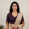 Purple Magenta Two Tone Checkered Readymade Blouse | Godhuli