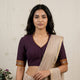 Purple Magenta Two Tone Checkered Readymade Blouse | Godhuli