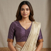 Purple Wine Gaji Silk Stripes Readymade Blouse | Godhuli