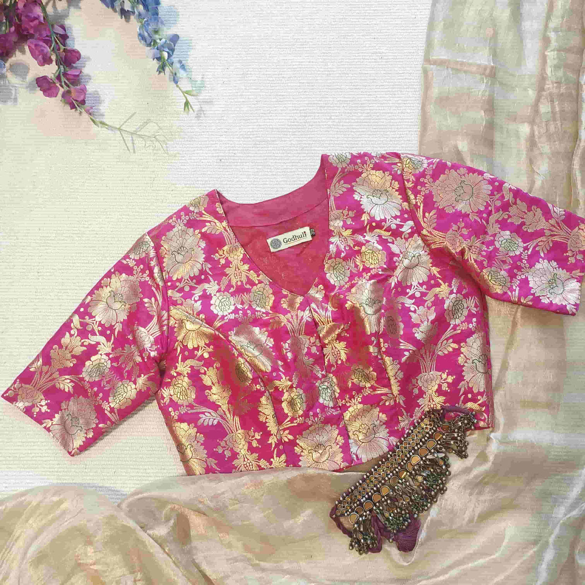 Rani Banarasi Brocade Readymade Blouse
