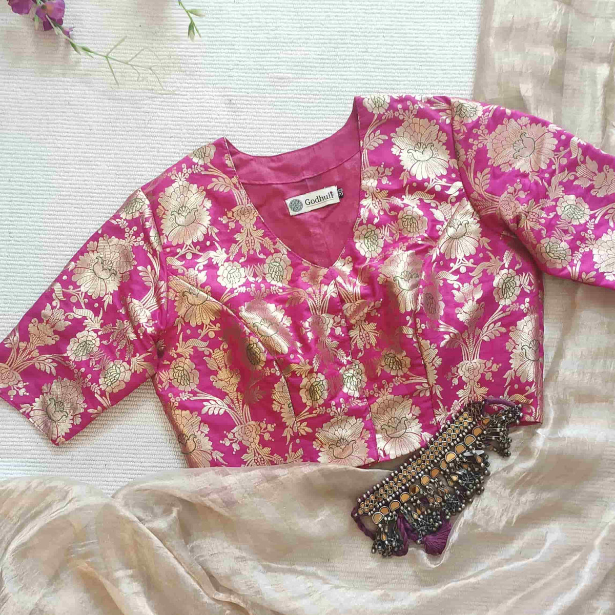 Rani Banarasi Brocade Readymade Blouse