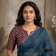 Rani Blue Green Stripes Multicoloured Gaji Silk Readymade Blouse | Godhuli