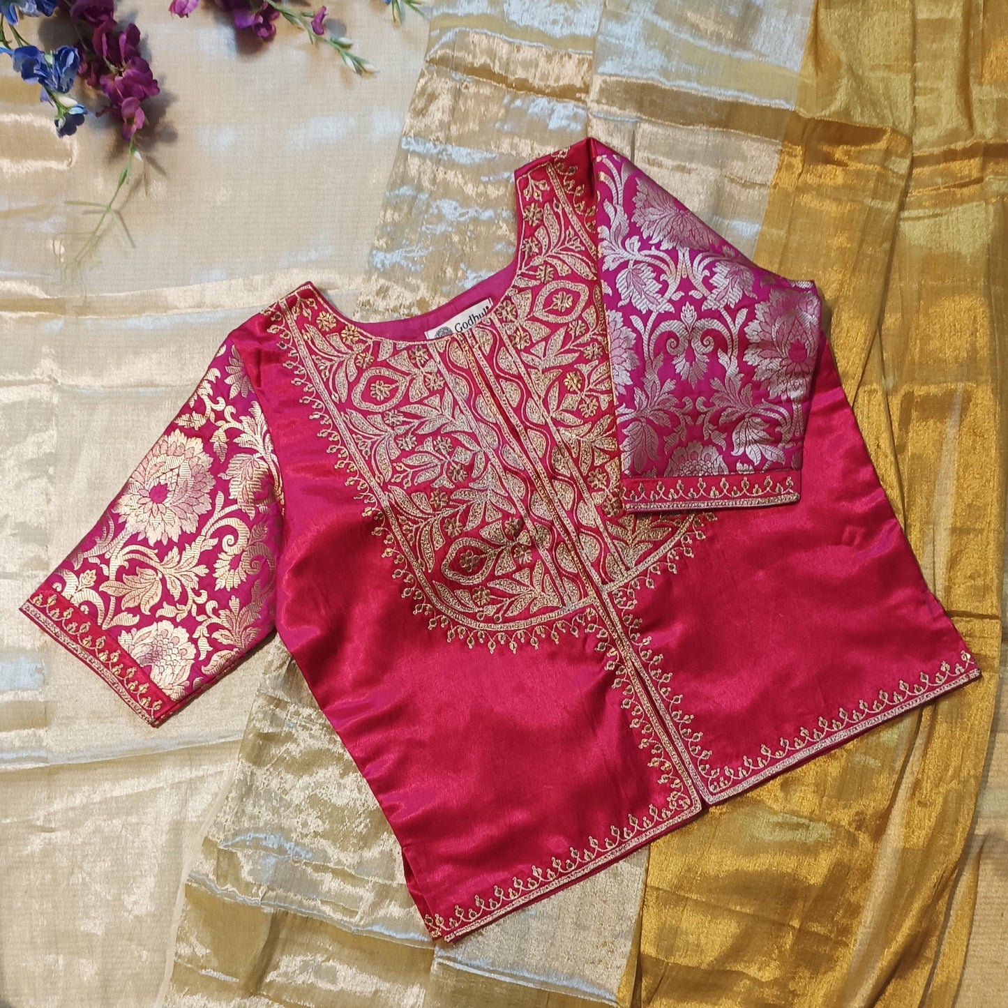 Rani Gaji Silk Aari Work Blouse Combo