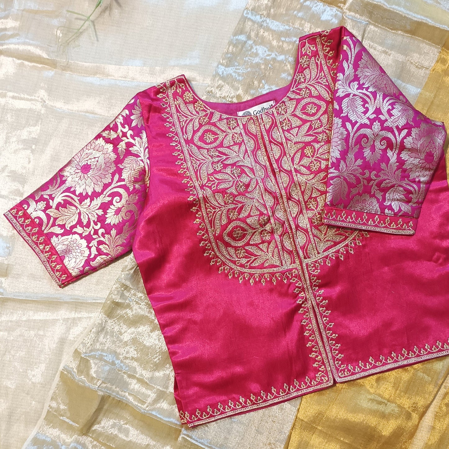 Rani Gaji Silk Aari Work Blouse Combo