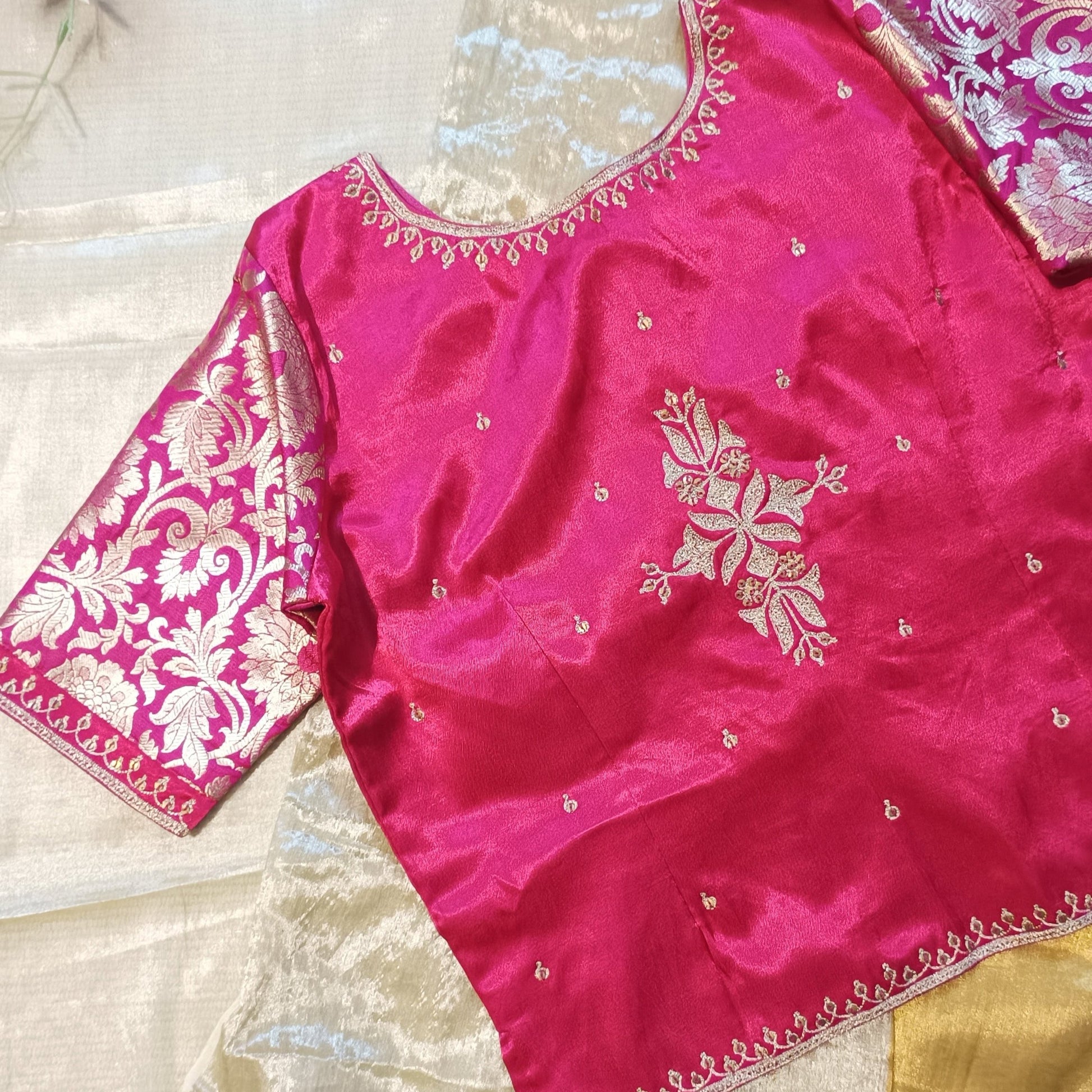 Rani Gaji Silk Aari Work Blouse Combo