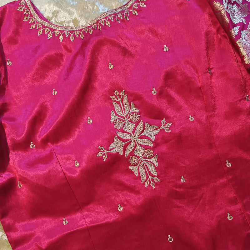 Buy Rani Gaji Silk Aari Work Blouse Combo | Perfect for B2B Orders