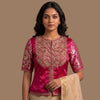 Rani Gaji Silk Aari Work Readymade Blouse | Godhuli