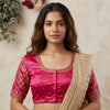 Rani Gaji Silk Brocade Sleeves Aari Work Readymade Blouse | Godhuli