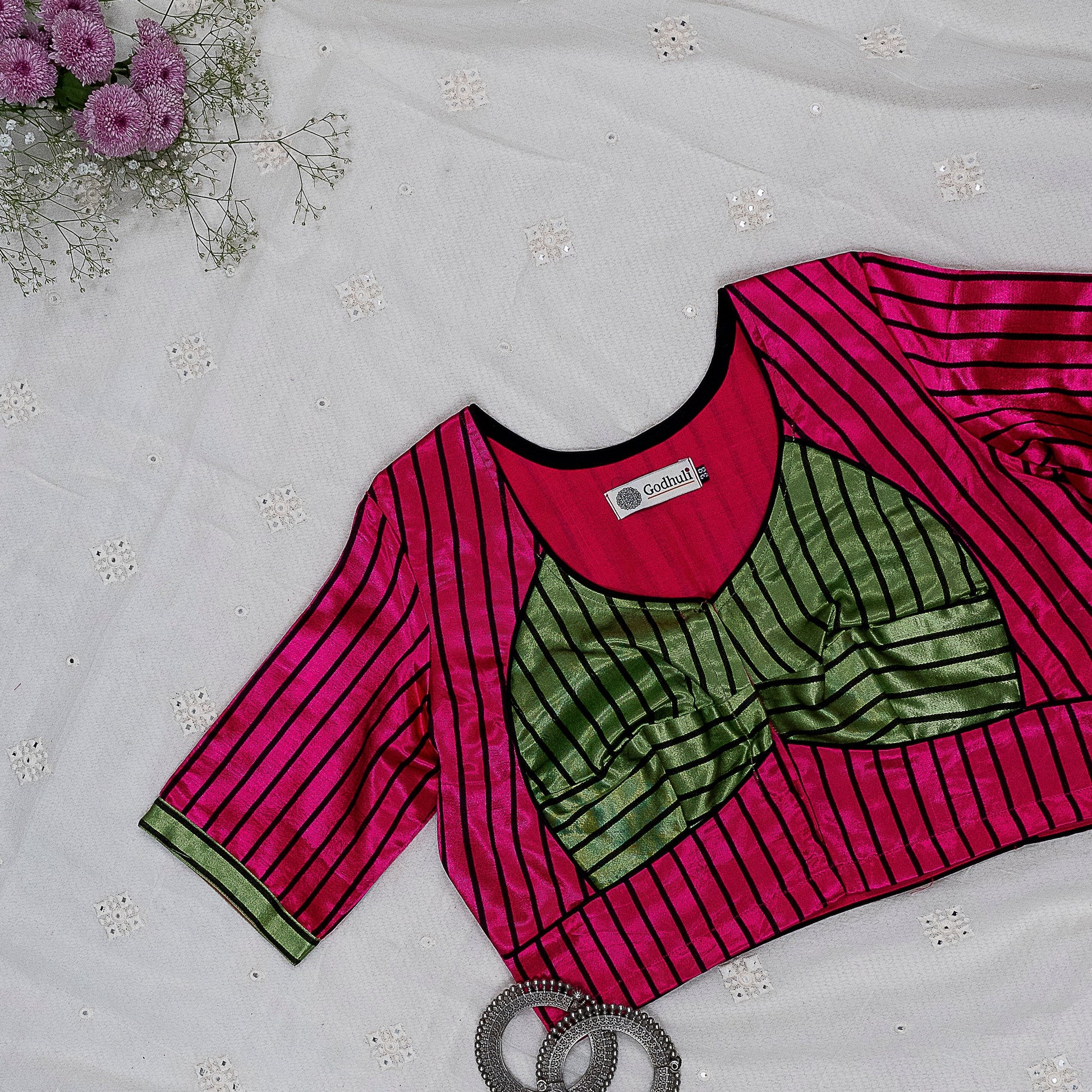 Rani Green Gaji Silk Choli Pattern Blouse