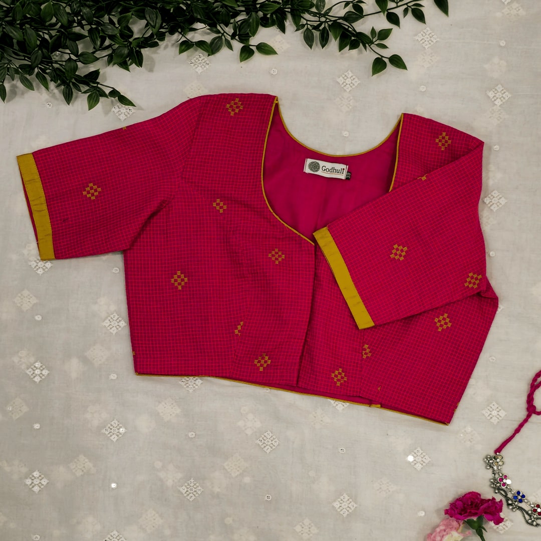 Rani Jacquard Checks Readymade Blouse