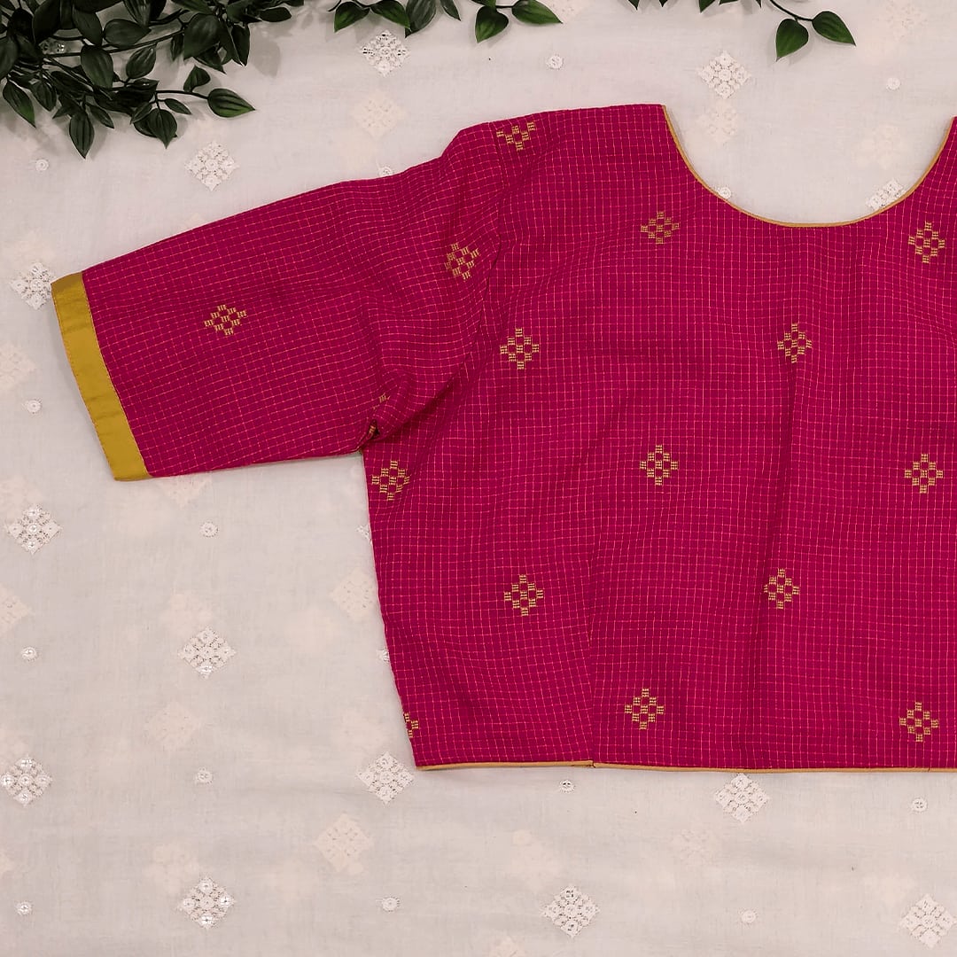 Rani Jacquard Checks Readymade Blouse
