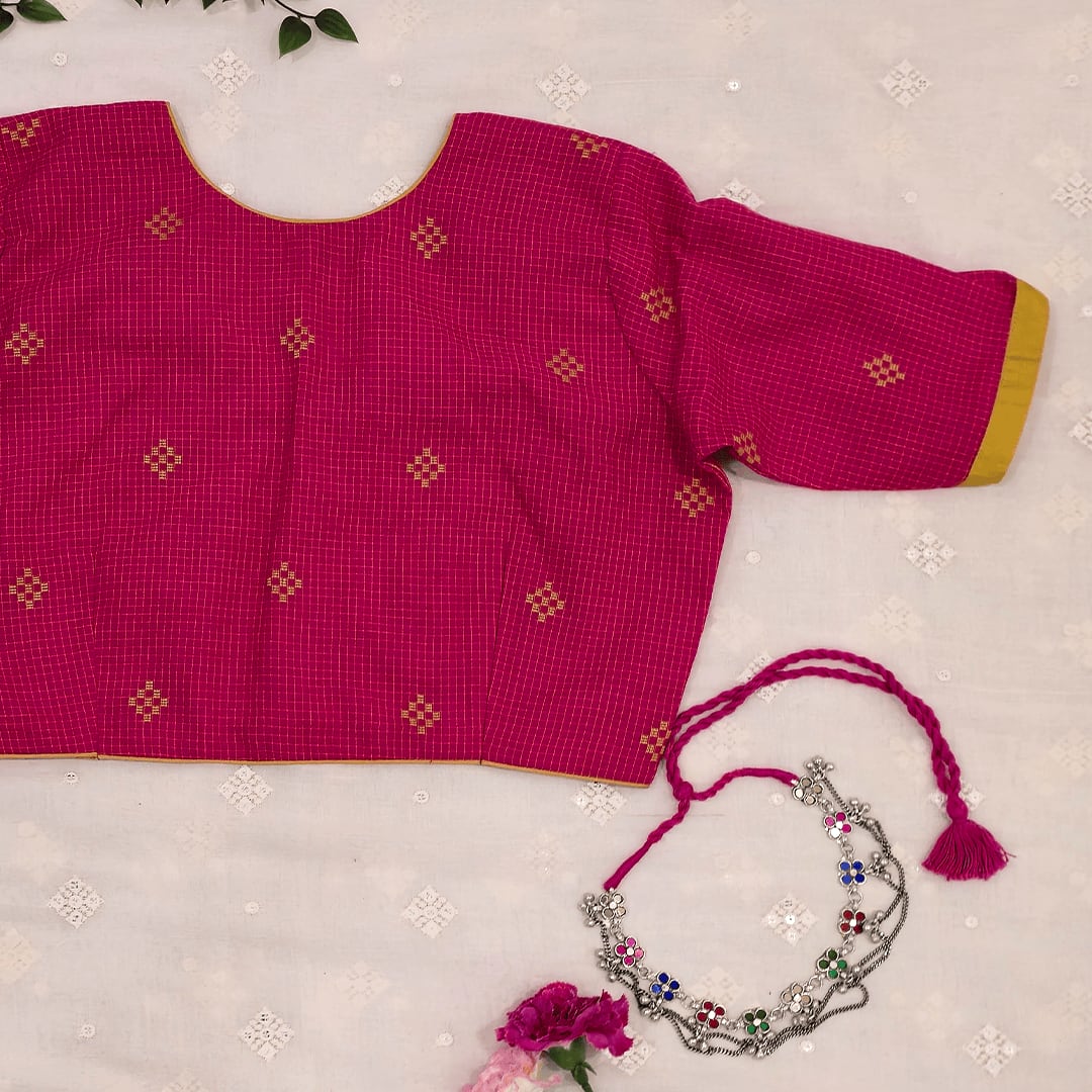 Rani Jacquard Checks Readymade Blouse