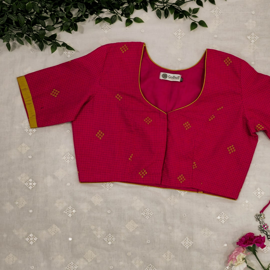 Rani Jacquard Checks Readymade Blouse