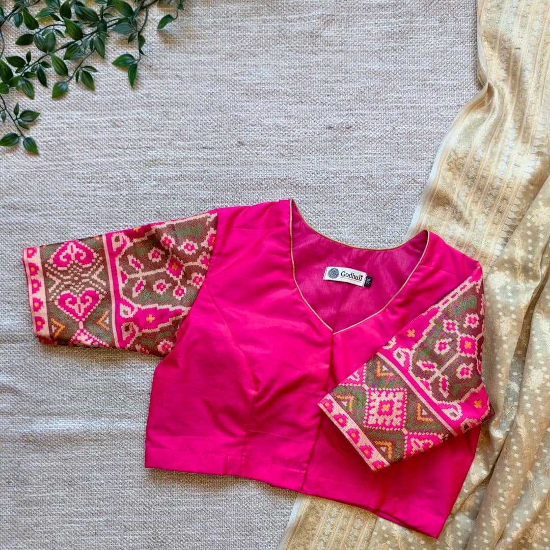 Rani Pink Patola Sleeves Readymade Blouse