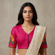 Rani Readymade Blouse with Peacock Aari Design Embroidery | Godhuli