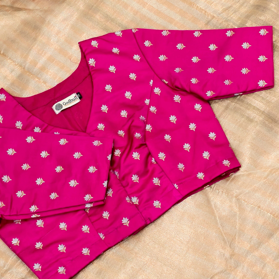  Rani Zari Floral Motif Satin Silk Brocade Blouse