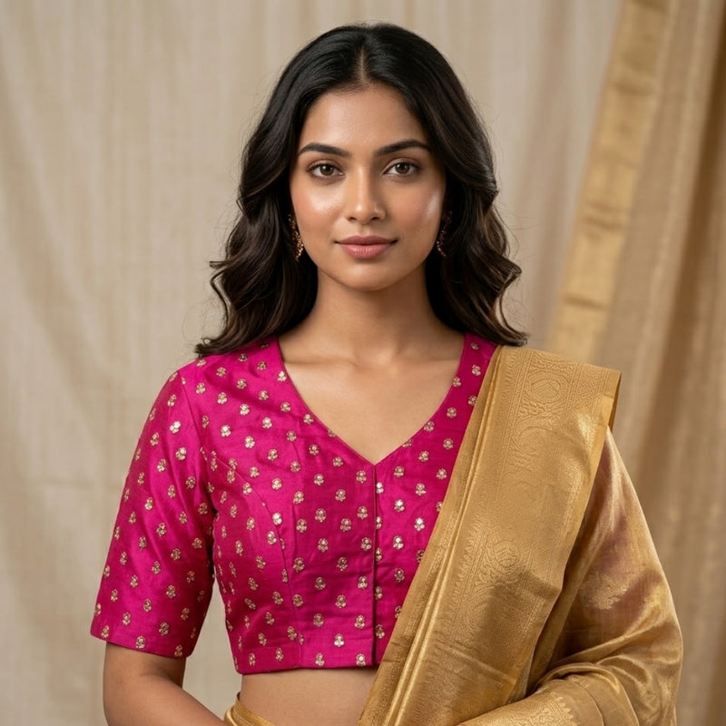Rani Zari Work Silk Readymade Blouse | Godhuli