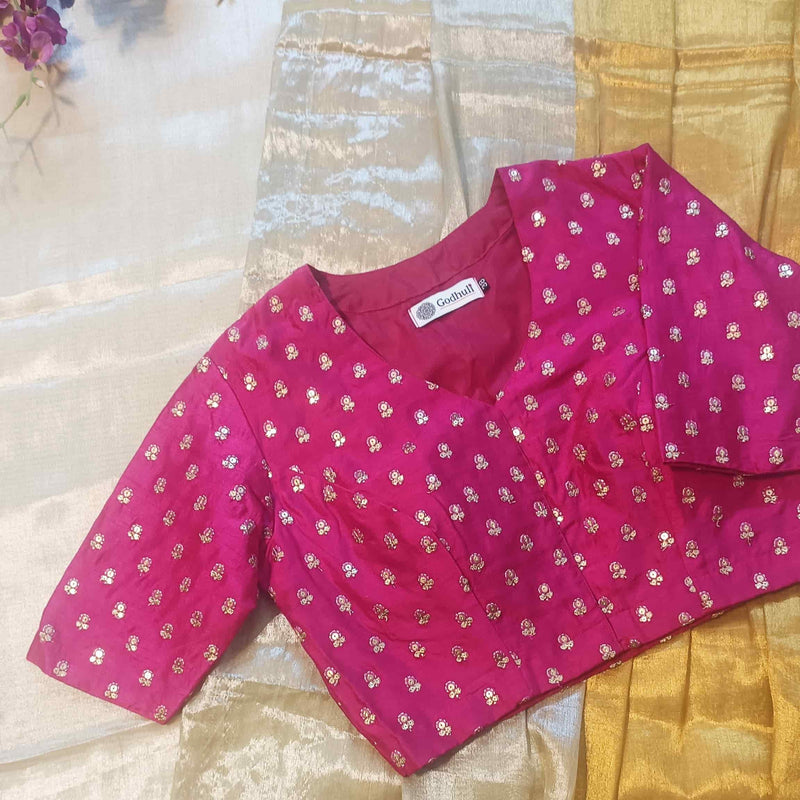 Rani Zari Work Silk Readymade Blouse | Godhuli
