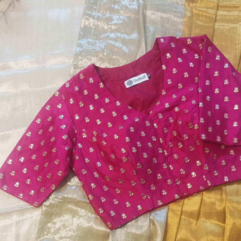 Rani Zari Work Silk Readymade Blouse | Godhuli