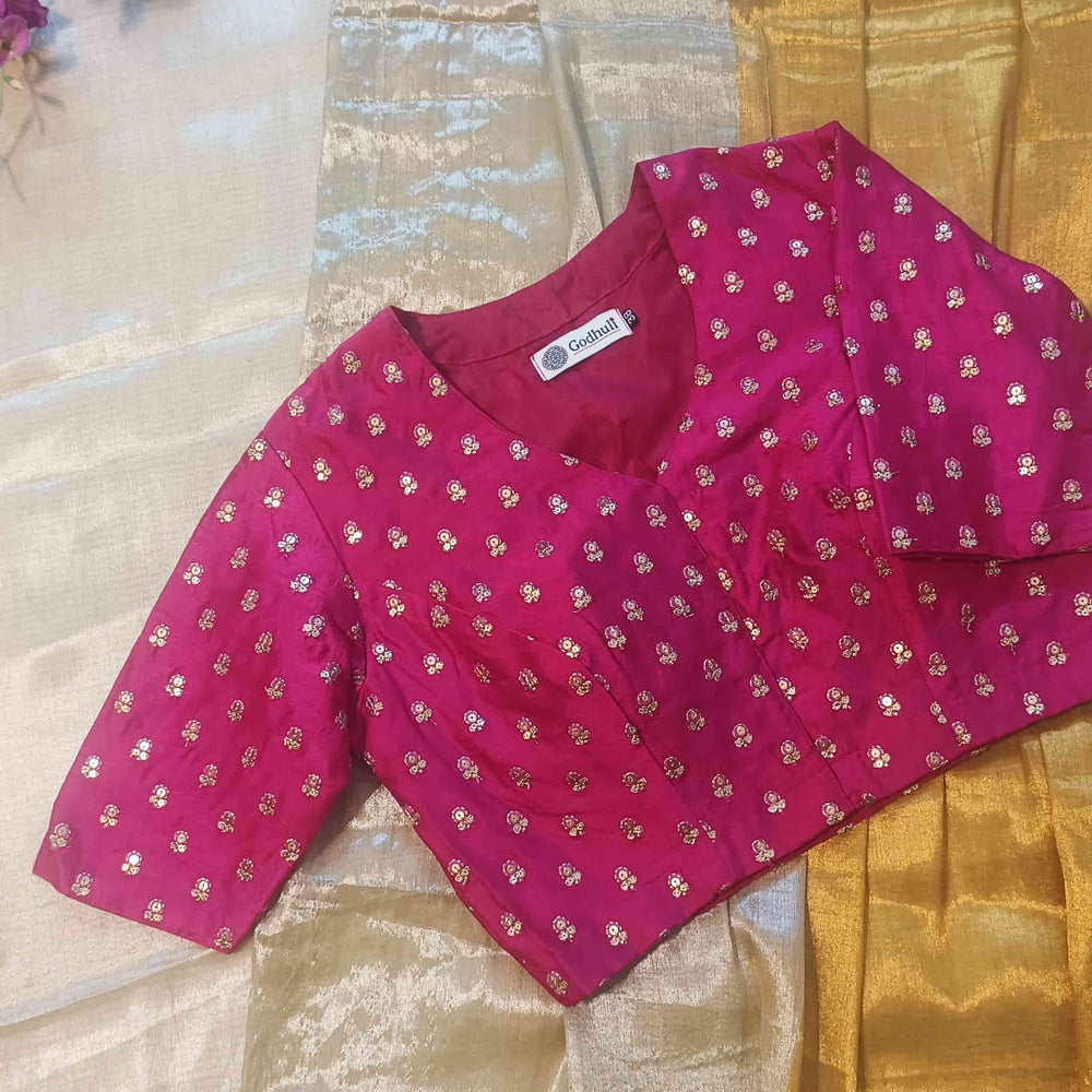 Rani Zari Work Silk Readymade Blouse | Godhuli