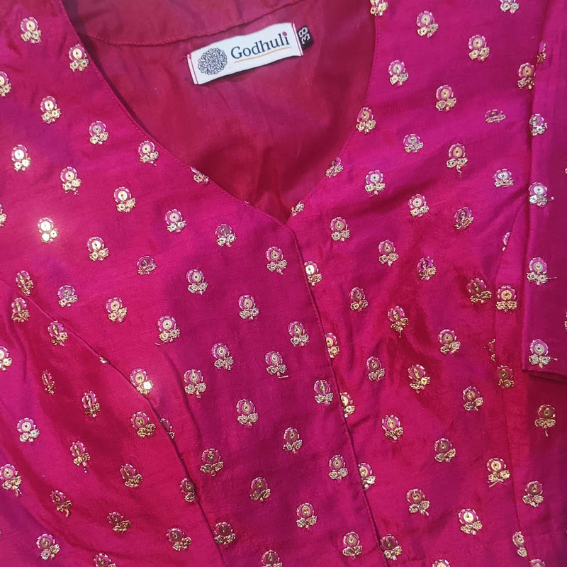 Rani Zari Work Silk Readymade Blouse | Godhuli