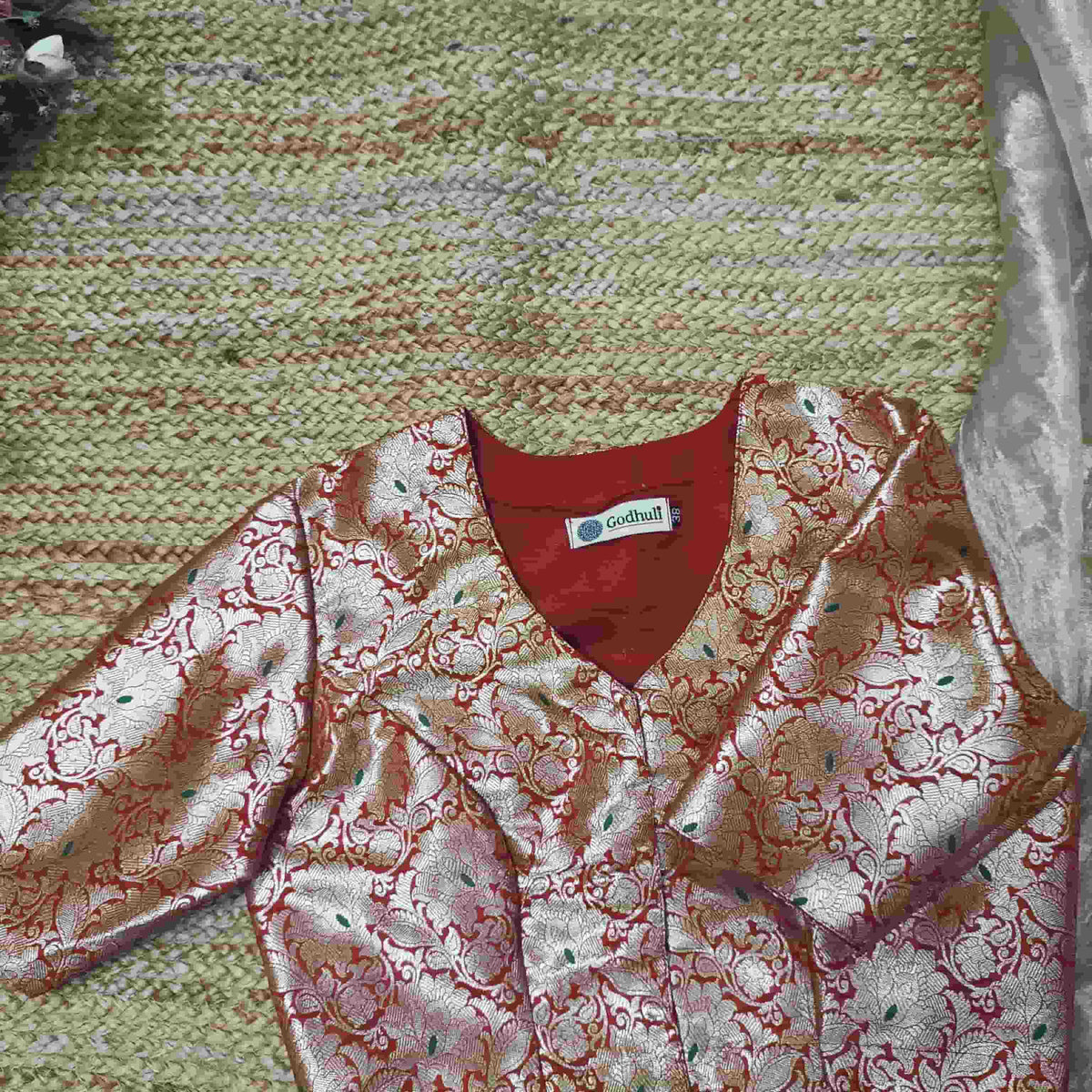 Red Banarasi Brocade Readymade Blouse