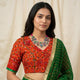 Red Bandhani Chundadi Print Readymade Blouse | Godhuli
