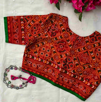 Red Bandhani Chundadi Print Readymade Blouse | Godhuli