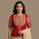 Red Gaji Silk Aari Work Readymade Blouse | Godhuli