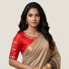 Red Gaji Silk Mirror Work Readymade Blouse | Godhuli
