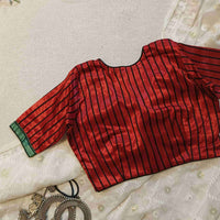Red Green Gaji Silk Choli Pattern Readymade Blouse | Godhuli