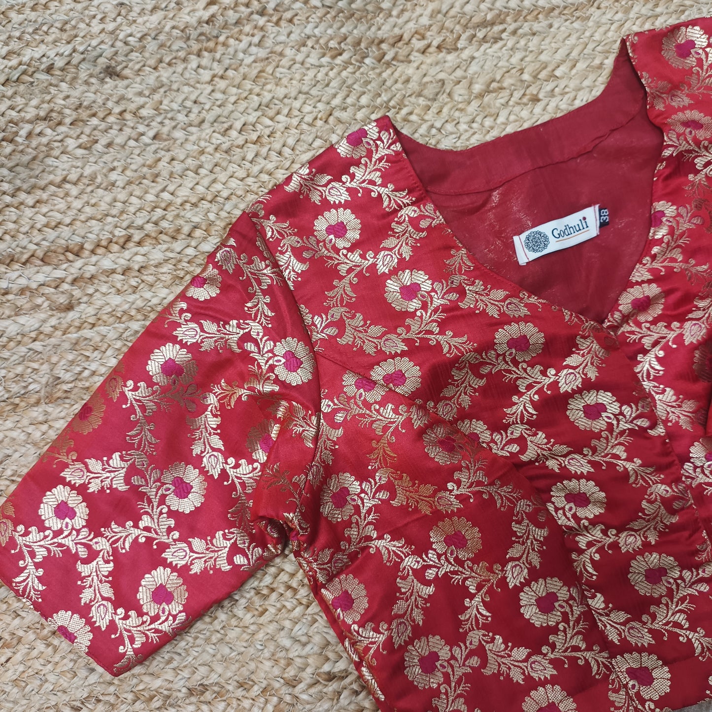 Red Jaal Banarasi Brocade Blouse