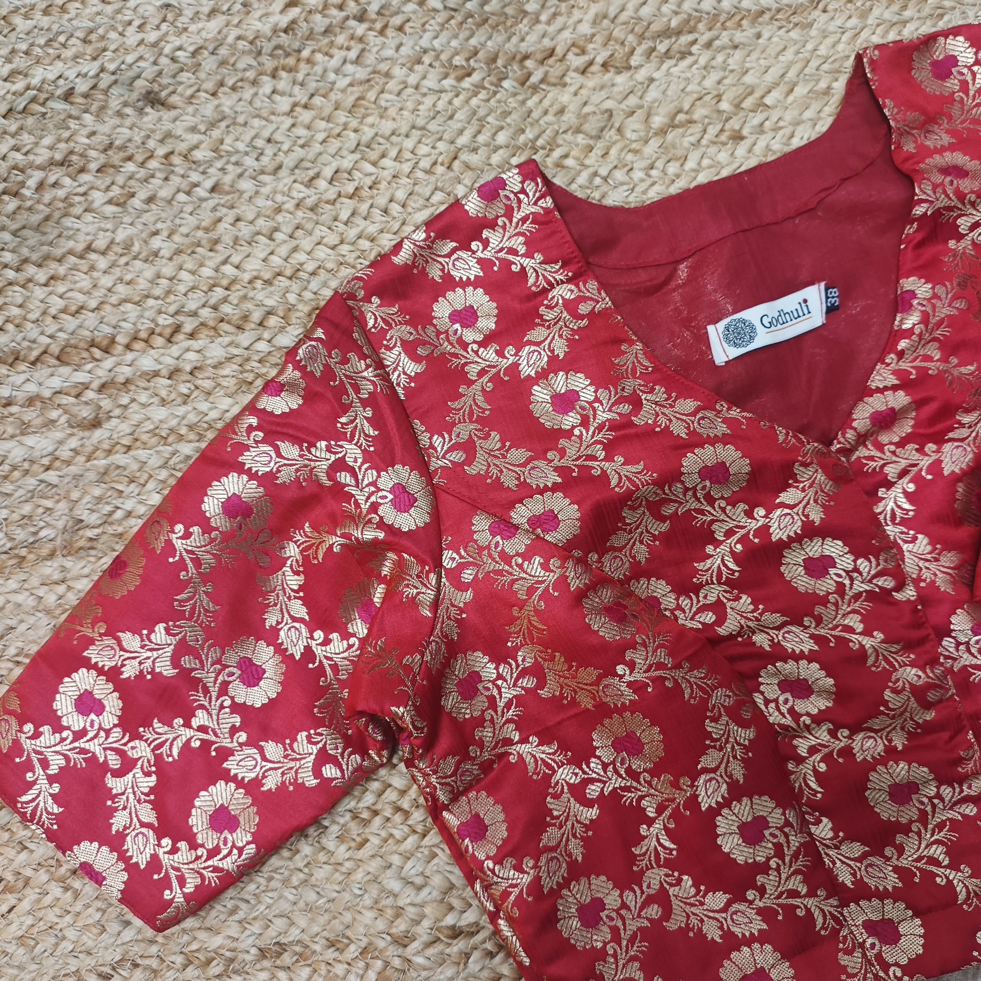 Red Jaal Banarasi Brocade Blouse